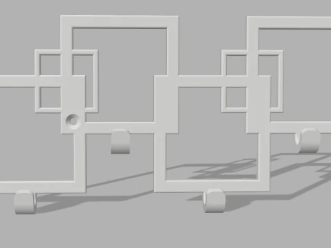 Quad Square Key Holder 3D Print Model
