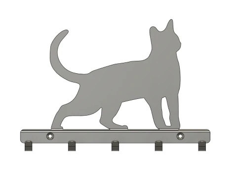 Sleek Cat Key Hook 3D Print Model