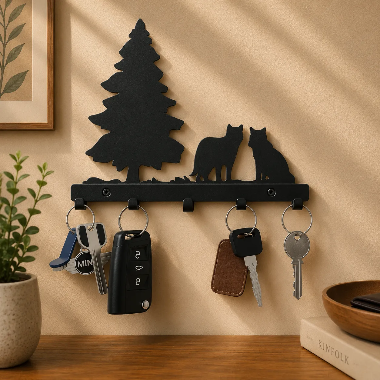 Twin Wolves Key Holder 3D Print Model .c4d .max .obj .3ds .fbx .stl .blend 