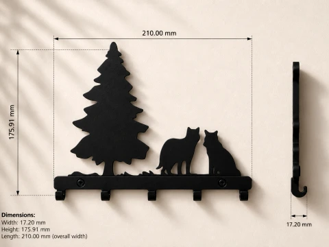 Twin Wolves Key Holder 3D Print Model