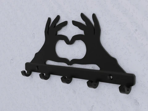 Heart Hands Key Holder 3D Print Model