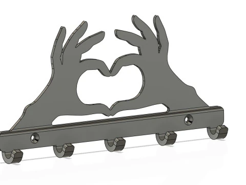 Heart Hands Key Holder 3D Print Model