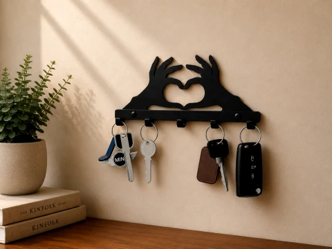 Heart Hands Key Holder 3D Print Model