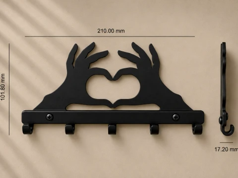 Heart Hands Key Holder 3D Print Model