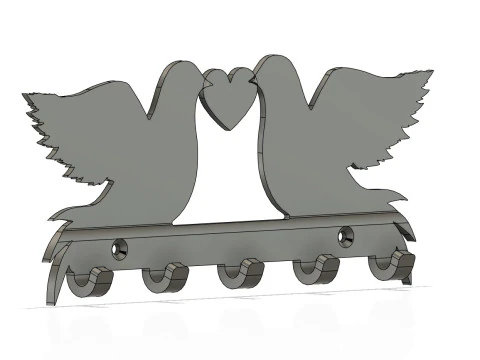 Love Doves Key Holder 3D Print Model