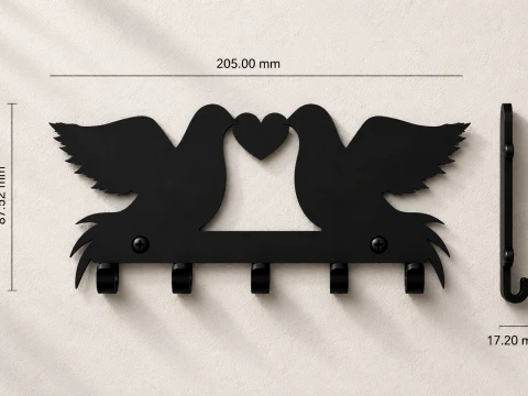 Love Doves Key Holder 3D Print Model