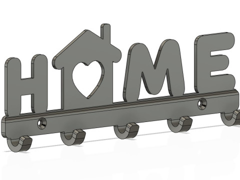 Heart of Home Key Rack 3D Print Model