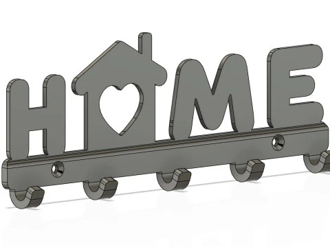 Heart of Home Key Rack 3D Print Model