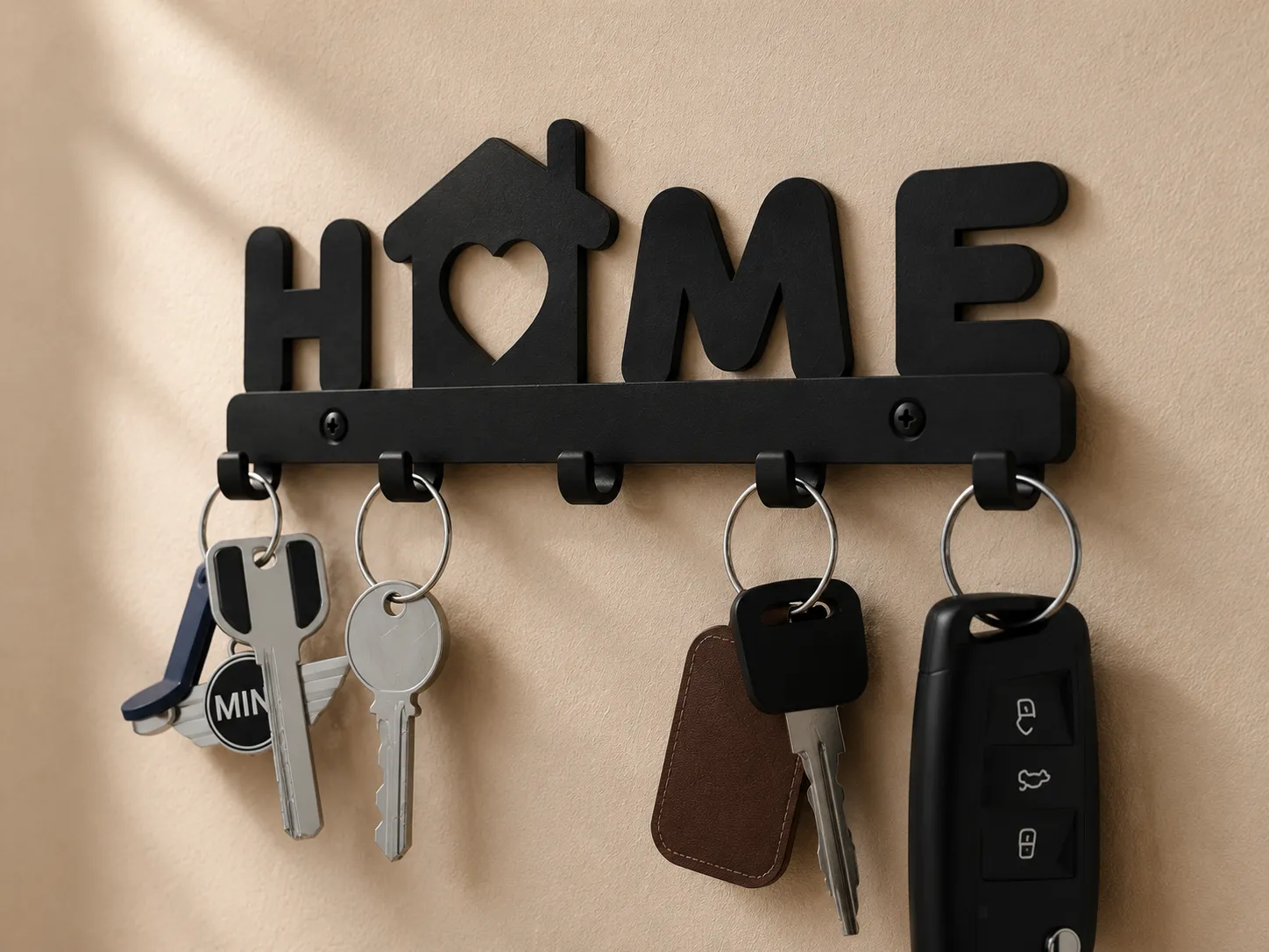 Heart of Home Key Rack 3D Print Model .c4d .max .obj .3ds .fbx .stl .blend 