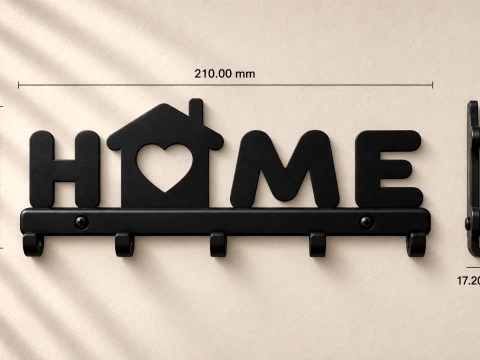 Heart of Home Key Rack 3D Print Model