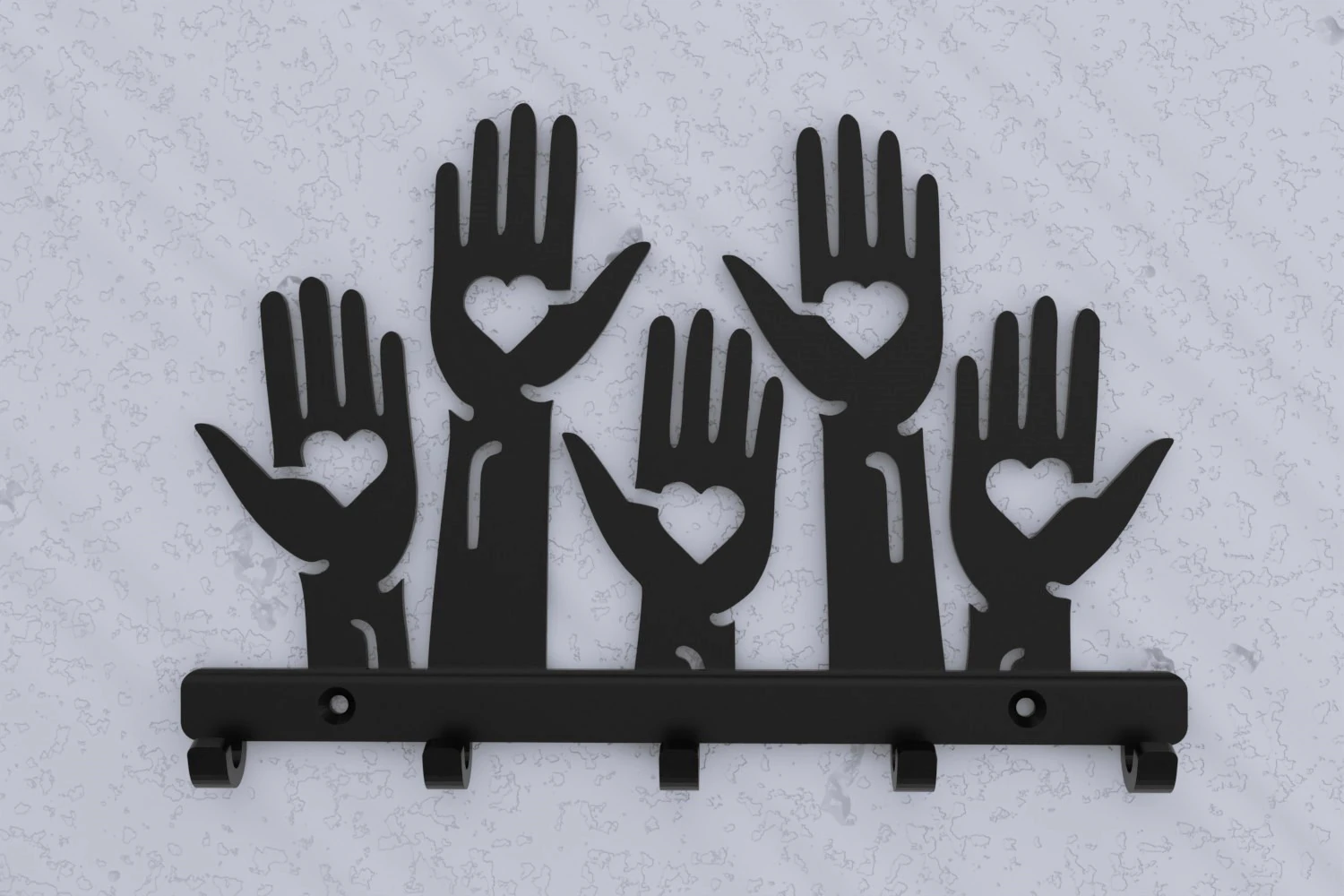 Helping Hands Key Holder 3D Print Model .c4d .max .obj .3ds .fbx .stl .blend 