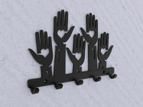 Helping Hands Key Holder 3D Print Model