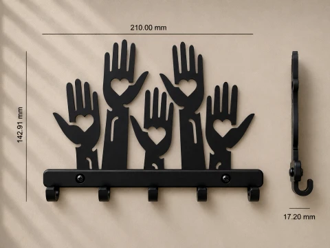 Helping Hands Key Holder 3D Print Model