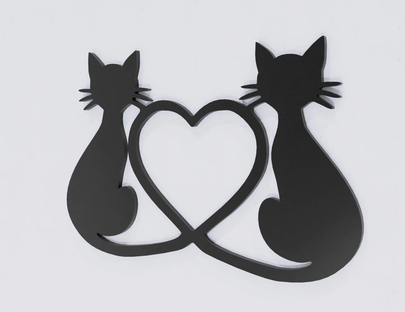Heart-Tailed Cats 3D Print Model .c4d .max .obj .3ds .fbx .stl .blend