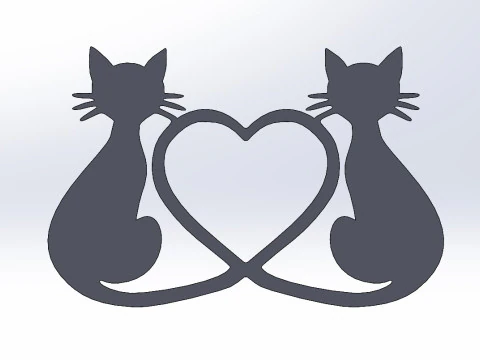 Heart-Tailed Cats 3D Print Model