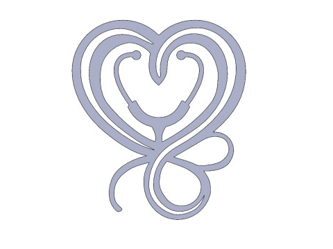 Heart Stethoscope Emblem Model Cetak 3D