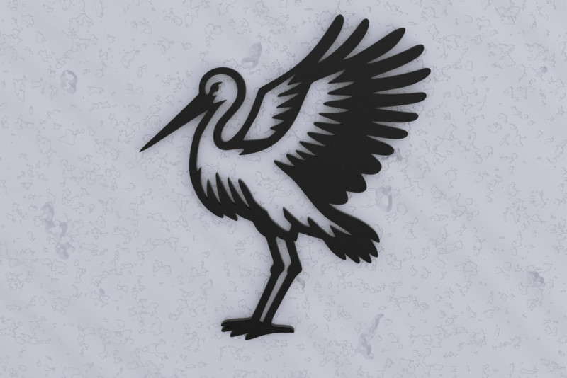 Stork Silhouette Wall Art 3D Print Model .c4d .max .obj .3ds .fbx .stl .blend