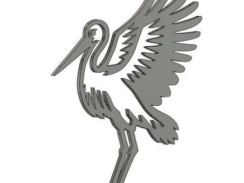 Stork Silhouette Wall Art 3D Print Model