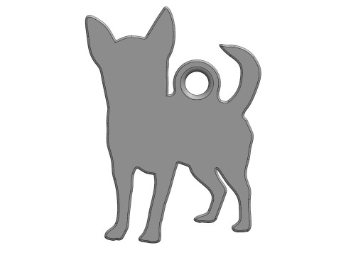 Chihuahua silhouette keychain 3D Baskı Modeli