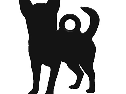 Chihuahua silhouette keychain 3D Baskı Modeli