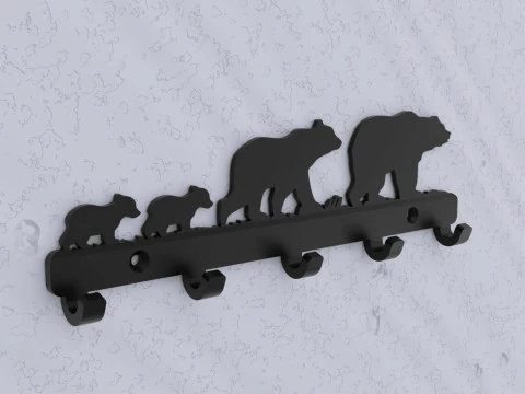 Bear Family Key Holder 3D Print Model