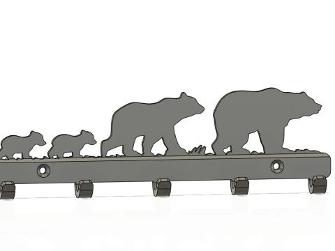 Bear Family Key Holder 3D Print Model