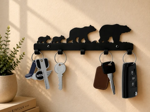 Bear Family Key Holder 3D Print Model