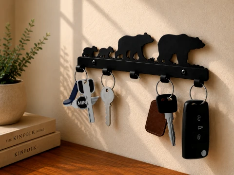 Bear Family Key Holder 3D Print Model