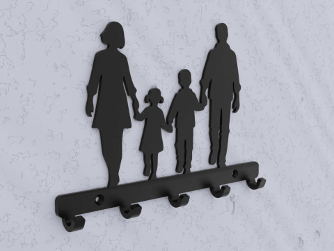 Family Key Holder 3D 프린트 모델
