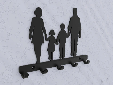 Family Key Holder 3D Print Model