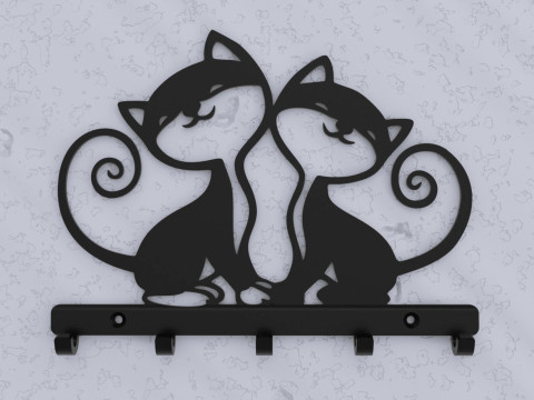 Sweetheart Cats Key Holder 3D Print Model