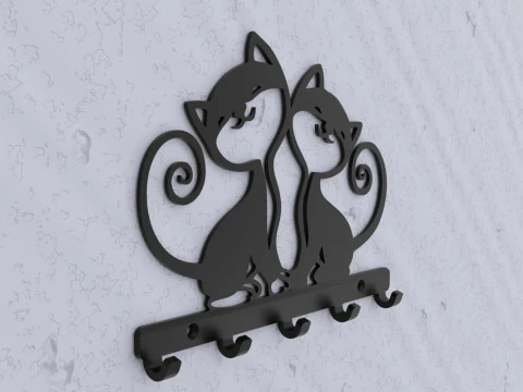 Sweetheart Cats Key Holder 3D Print Model