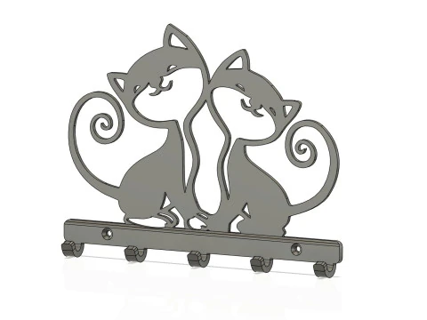 Sweetheart Cats Key Holder 3D Print Model