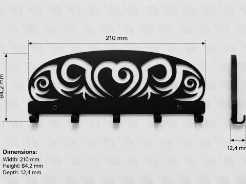 Celtic Style Wall Key Rack 3D Print Model
