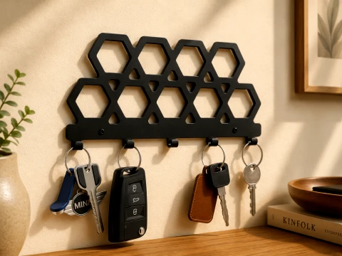 Hex Wall Key Rack 3D Print Model