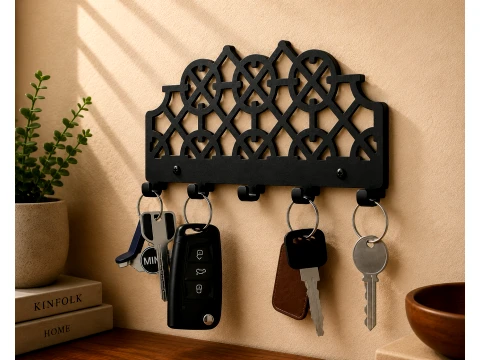 Lattice Pattern Wall Key Holder 3D Print Model