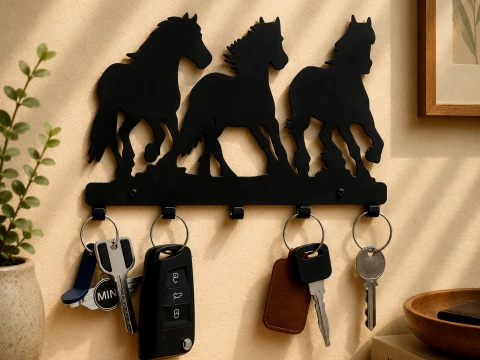 Running Horses Key Rack 3D Print Model