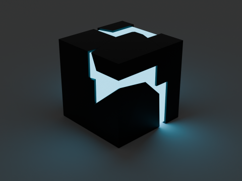 Blue data cube 3D Model