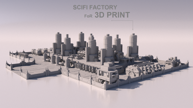 Sci-fi Factory for 3Dprint Modelo de impresión 3D .c4d .max .obj .3ds .fbx .stl .blend 