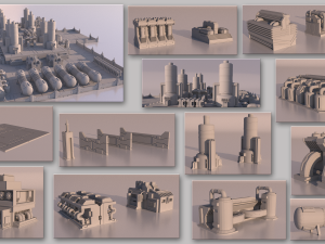 Sci-fi Factory for 3Dprint Modelo de impresión 3D