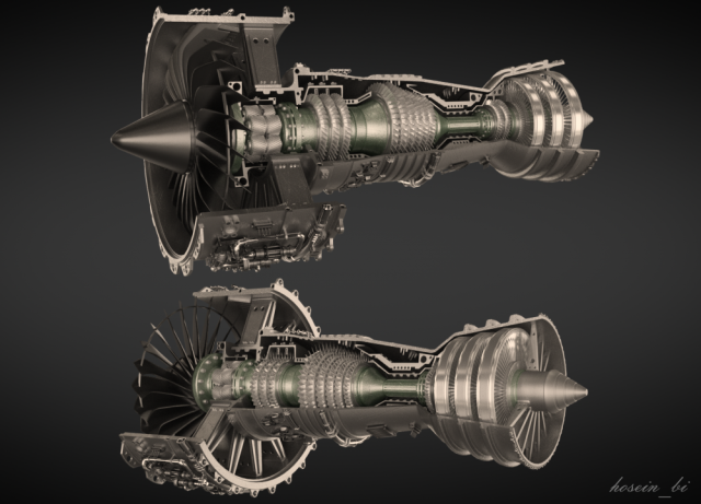 Jet Engine 3D Модель .c4d .max .obj .3ds .fbx .stl .blend 