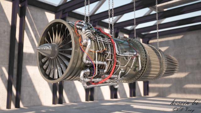 Jet Engine 3D Model .c4d .max .obj .3ds .fbx .stl .blend 