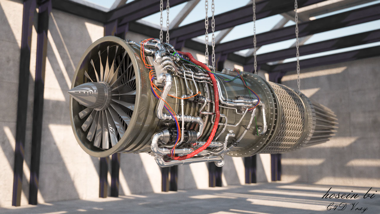 Jet Engine 3D Model .c4d .max .obj .3ds .fbx .stl .blend 