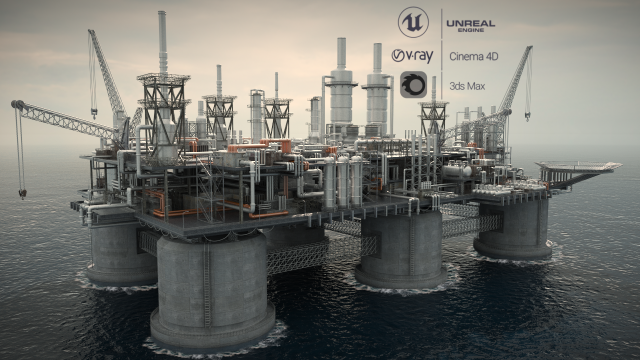 Oil rig Modèle 3D .c4d .max .obj .3ds .fbx .stl .blend 