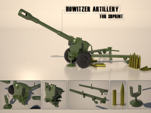 Howitzer Artillery for 3Dprint 3D Print Model