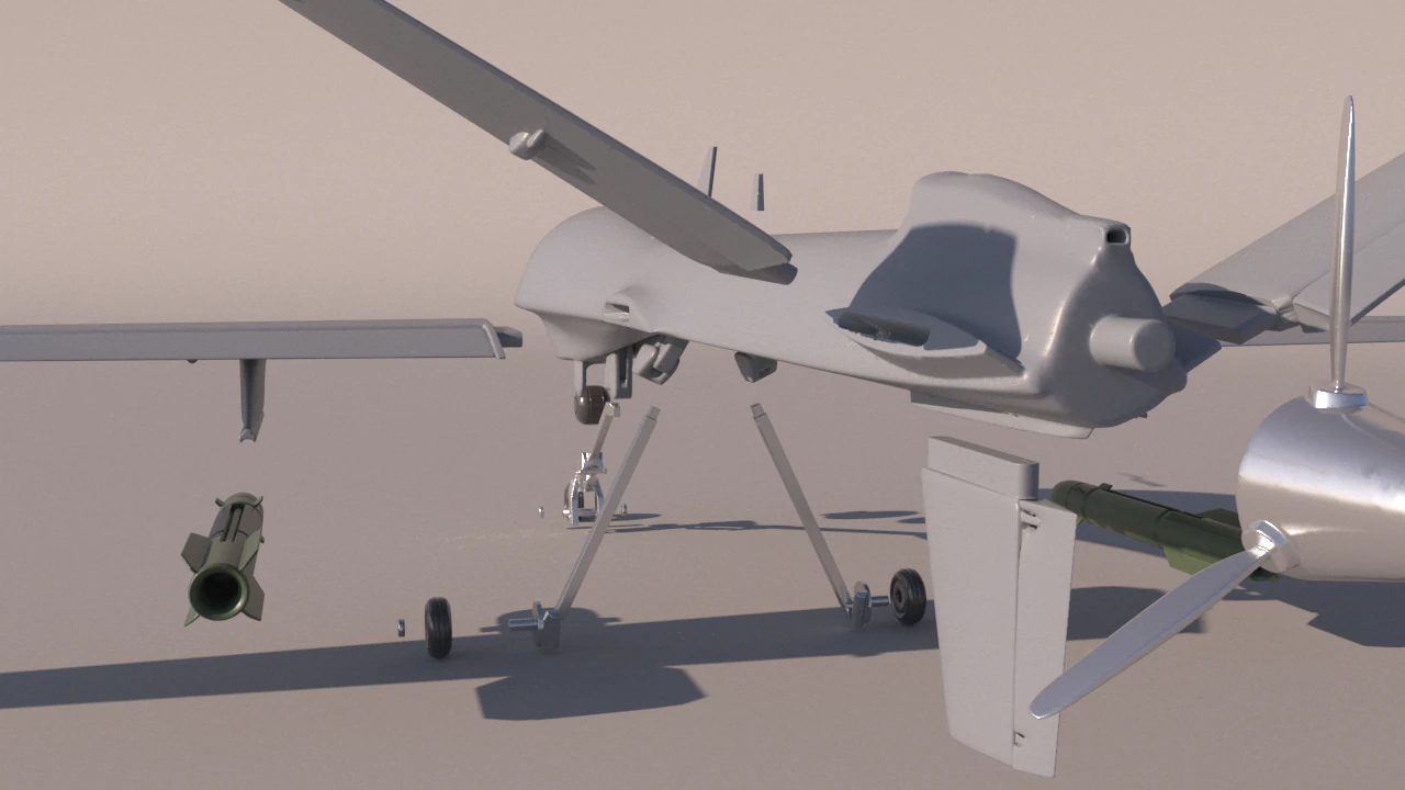 General Atomics MQ-1 Predator UAV for 3Dprint 3D Print Model .c4d .max .obj .3ds .fbx .stl .blend 