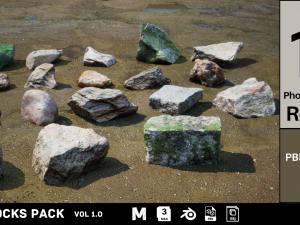 Rocks Pack Photoscanned Low Poly 3D Model