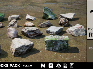 Rocks Pack Photoscanned Low Poly 3D Модель