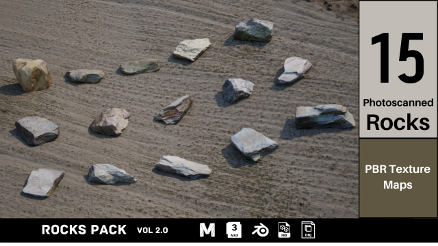 Rocks Pack Photoscanned Low Poly Low-poly Model 3D .c4d .max .obj .3ds .fbx .stl .blend 