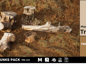 Photoscanned Trunks Tree Modelo 3D